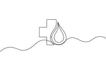 Obraz premium Medical Cross Vector Illustration, One Line Art Healthcare Logo, Minimal Hospital Outline Icon