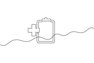 Obraz premium Medical Cross Icon Vector, One Line Art Healthcare Design, Minimal Medical Symbol Illustration