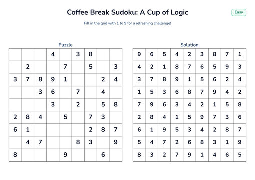 Coffee Break Sudoku: A Cup of Logic