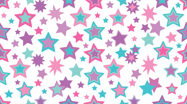 Colorful holographic stars pattern background with pastel colors and shiny effects