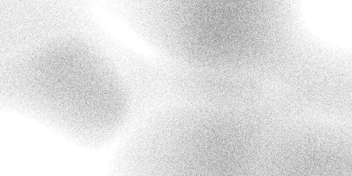 Noise grain background gradient pattern. Grainy effect black white paper. Abstract grunge texture effect, scratch and dust particle grain. Dense spray texture of floating grain particles in cloudy dis