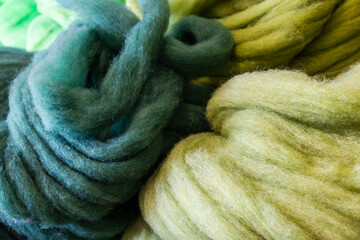 Soft green and turquoise wool fleece texture as natural fiber background © were