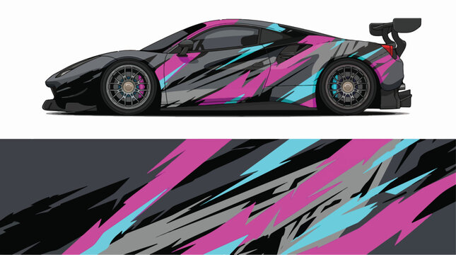 Black sports car with colorful design 2.
