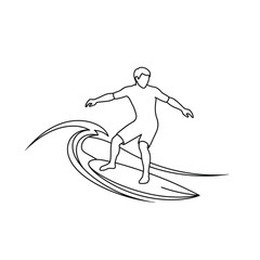 Fototapeta premium Young Man Surfing Wave Illustration for Sports and Recreation