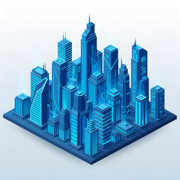 Isometric futuristic city skyline 3d illustration