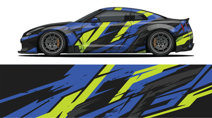 Obraz premium Car with blue and yellow stripes.