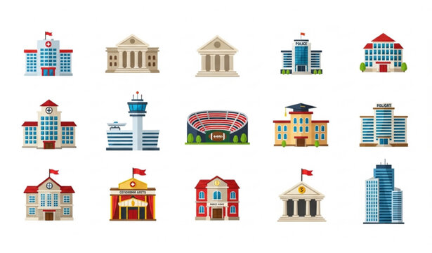 Collection of various buildings and structures