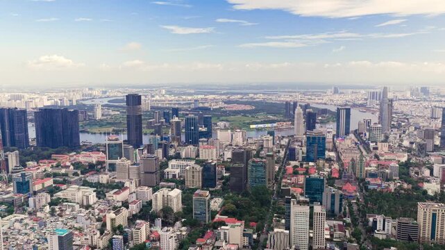 Aerial view of Ho Chi Minh City financial district and skyline Vietnam