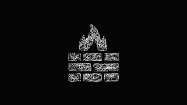 Sketch firewall icon animation - smooth progressive reveal