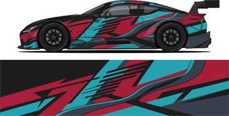 Fototapeta premium Red and blue sports car design.