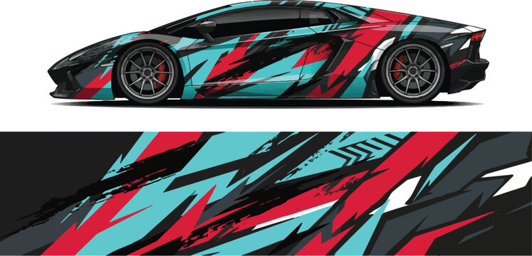 Sport Car With Colorful Abstract Design 7.