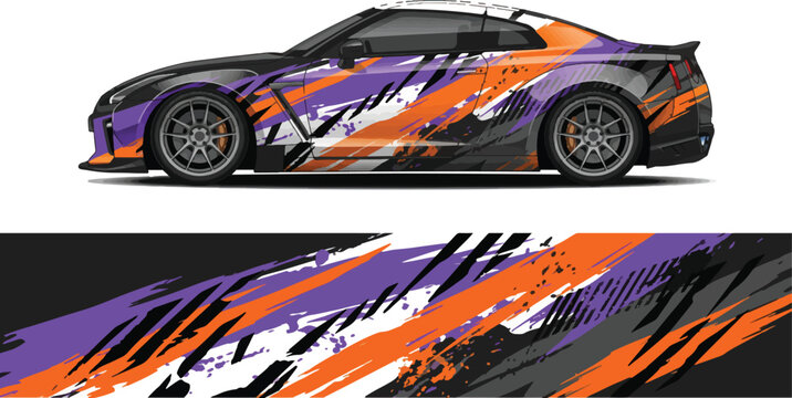 Sports Car with Racing Stripes Design 2.