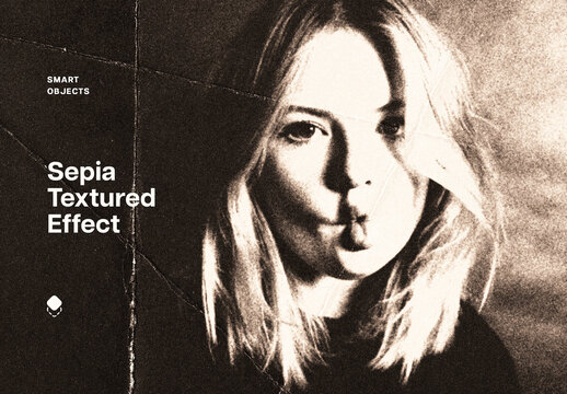 Sepia Textured Photo Effect &ndash; Creased Paper for Album Cover & Social Media (PSD)