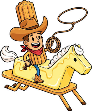 Cowboy Churro Cartoon Food Mascot Vector Illustration