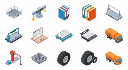 Collection of various industrial and construction icons. © Syakilla