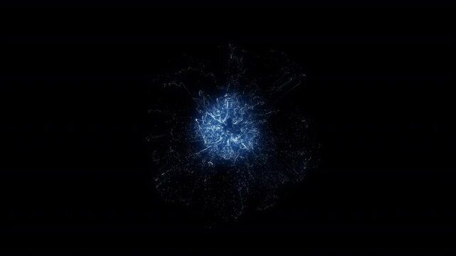 Blue energy particle magic-style fire, shockwave, electricity. Explosion effects on a transparent background. Glowing shockwave particles. Alpha channel. Overlay template.