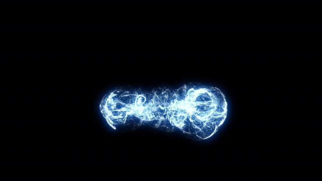 Blue energy shockwave. Magical-style digital shockwave, explosive shockwave effect, explosion effect on a transparent background. Glowing shockwave particles. Alpha channel. Overlay template.