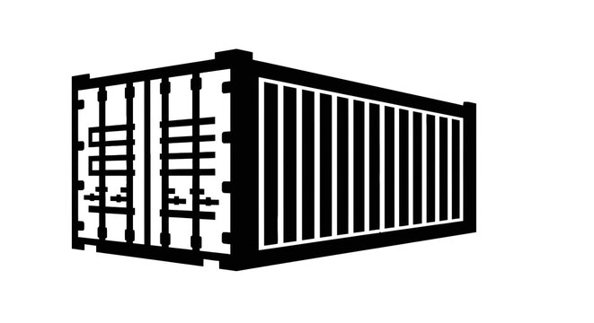 Black metal shipping cargo container.