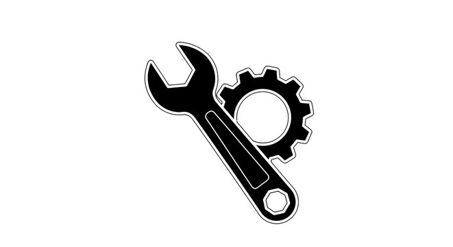 Wrench and Gear Tool Icon.