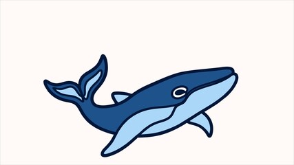 Fototapeta premium Blue Whale Single Line Art Vector Illustration – Minimalist Marine Animal Outline Drawing for Ocean Conservation, Kids Design and Nautical Branding