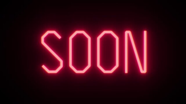 Neon sign text animation Coming Soon glowing red green blue &mdash; product launch teaser website placeholder intro 16:9