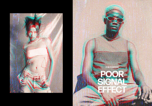Poor Signal Photo Effect &ndash; Matrix for Poster & Social Media (PSD)
