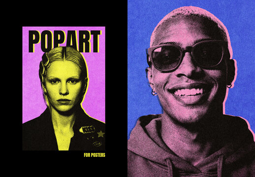 Pop Art Photo Effect &ndash; Risoprint for Poster & Social Media (PSD)