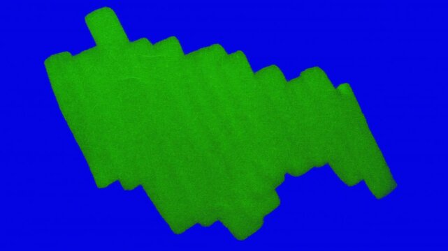Diagonal green marker strokes with decreasing length on clean blue screen for quick keying, title accents, animated overlays, and reveal mattes.
