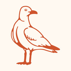 Obraz premium Minimalist seagull line art illustration, coastal bird outline icon for packaging, branding and marine decor design