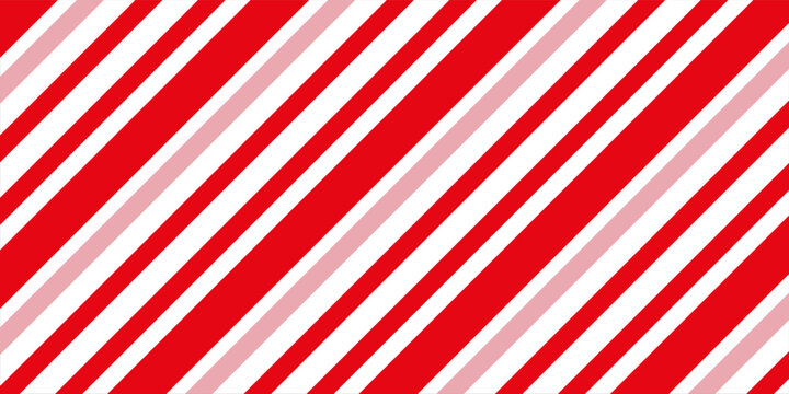 Candy cane Christmas background, peppermint diagonal stripes print seamless pattern