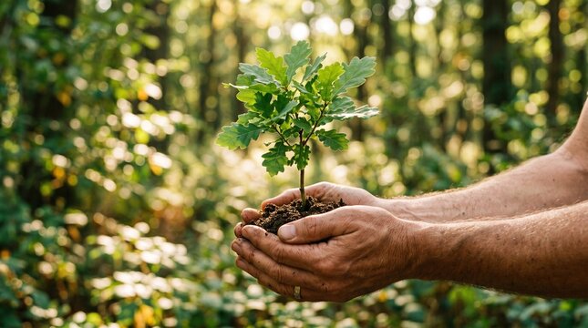 World environment day hands holding sapling symbolizing growth and ecological responsibility