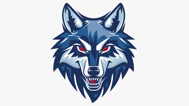 Stylized wolf head illustration with fierce expression and intense gaze