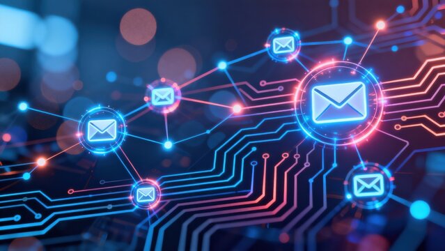Digital email network on circuit board