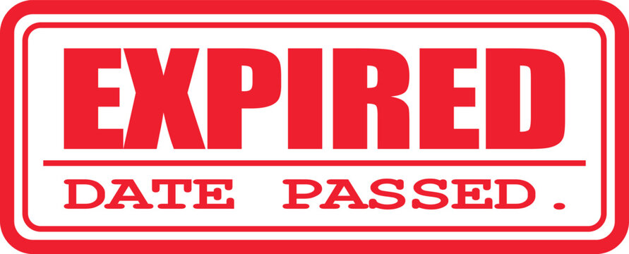 A red stamp on a white background indicates date passed expired