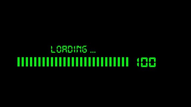 Green loading bar with 60 percent progress on black background