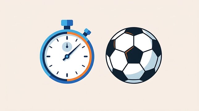 Soccer ball and stopwatch illustration for sports timing