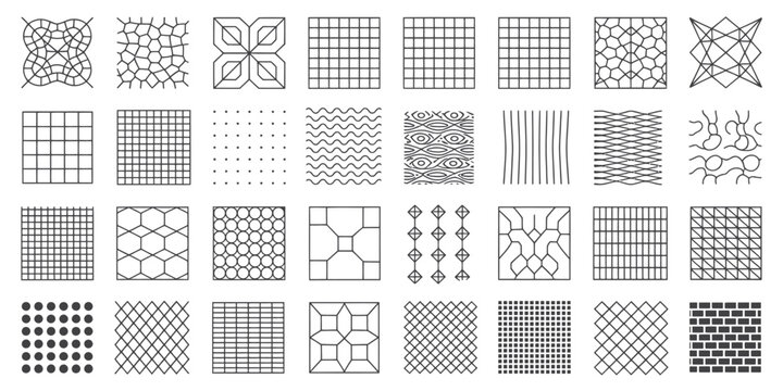 Geometric Patterns, Seamless Textures, 30 Black and White Designs, Vector Tiles, Backgrounds
