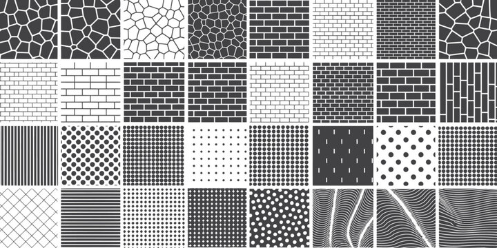 Geometric Patterns, Black and White Textures, Seamless Backgrounds, 25 Monochrome Designs