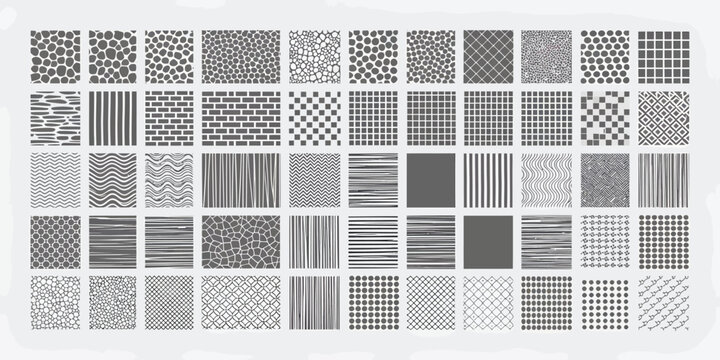 40 Seamless Patterns, Monochrome Textures, Geometric Backgrounds, Black and White Vector Tiles