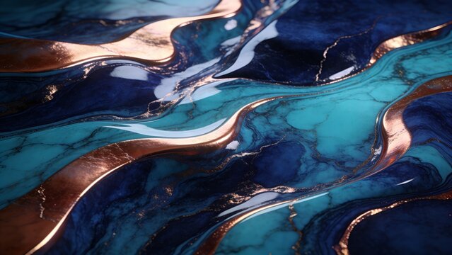 Dynamic Aqua Teal Fluid Resinous Surface Pattern For Modern Display Material