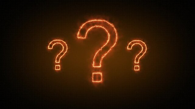 Glowing question marks symbolize uncertainty in market research. Corporate question marks represent unresolved business problems. Decision making concept with question marks.