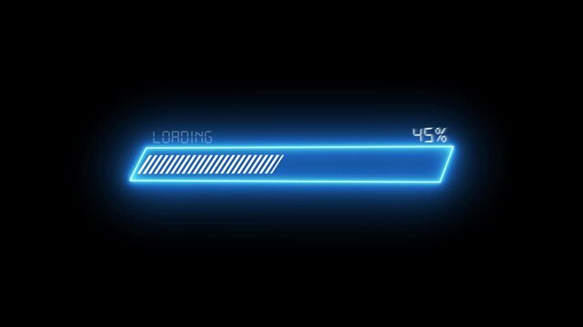 Digital loading bar displays system download progress. Interactive loading bar monitors software update percentage. Modern user interface element showing loading bar.