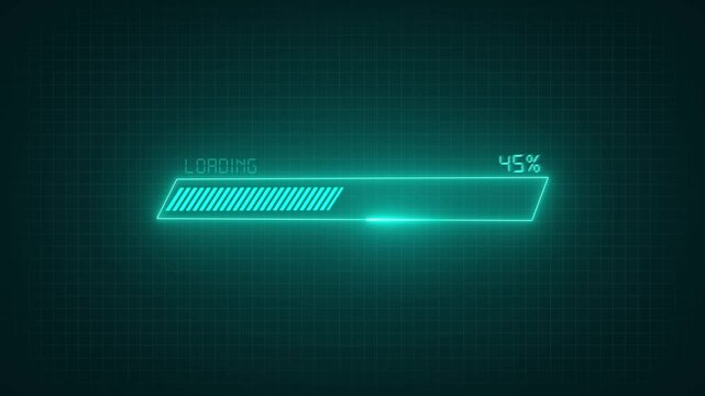 Digital loading bar monitors system processing updates. Interactive loading bar updates software installation progress. User interface asset showing loading bar.