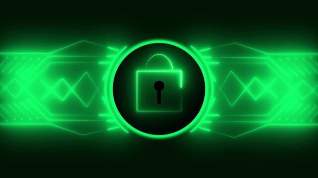 Advanced lock icon protects high tech communication networks. Digital lock icon visualizes modern database encryption. Cyber security concept utilizing corporate lock icon.