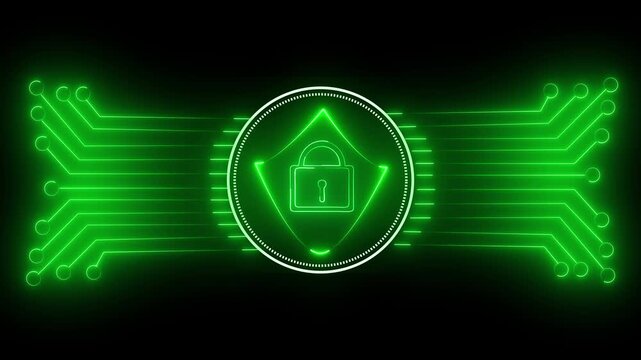 Digital lock icon represents modern network security solutions. Secure lock icon protects sensitive database files. Corporate cyber security concept using lock icon.