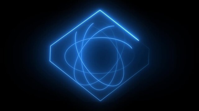 Digital atom symbol represents advanced physics research. Scientific atom symbol visualizes molecular engineering concepts. Modern nuclear energy with tech atom symbol.