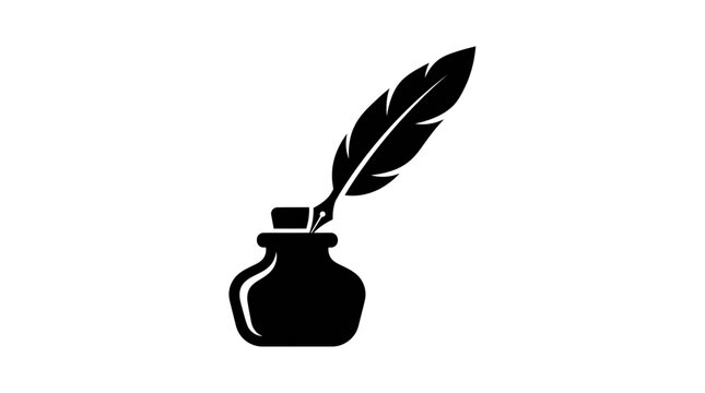 Quill pen and inkwell icon represent the art of traditional calligraphy and professional creative writing.