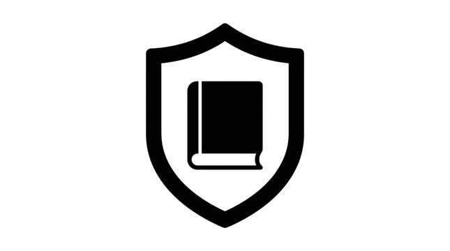 Shield protecting a book icon represents knowledge security, academic integrity, and the safeguarding of intellectual property rights.