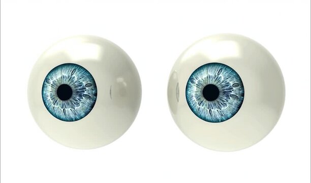 two eyeballs moving and looking around isolated on white back ground
