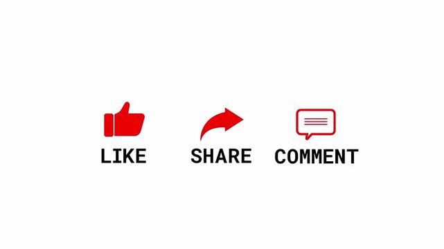 Animated like share comment icon with alpha channel
